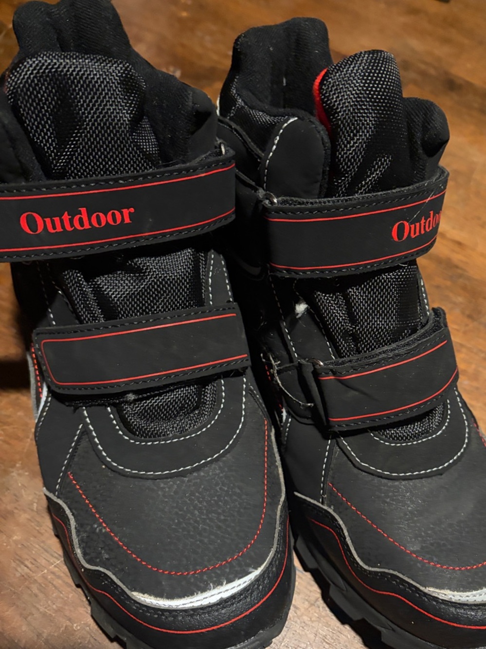 Outdoor Kids Black and Red Insulated Winter Boots